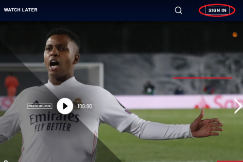 UEFA.tv視聴方法_PC_SIGN INボタン
